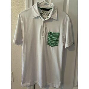 Travis Matthew The Chive Men's Golf Polo Pocket Striped Logo Shirt Size Small